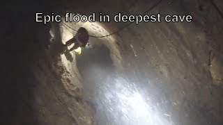 Caving in the Veryovkina during the floodquotЕpic moment in the Veryovkina cavequot [upl. by Messing]