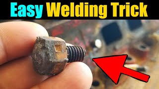 How To Remove A Broken Bolt Or Screw EASILY  Flux Core Welding Tips And Tricks [upl. by Charleton]