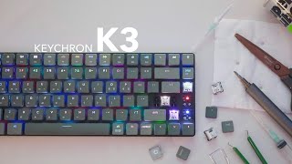 Keychron K3 Mods amp Typing Sounds Low Profile Optical White Switches [upl. by Greenleaf]