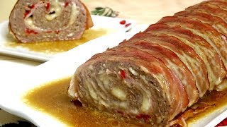 ROLLO DE CARNE RELLENOCON UN SABOR EXTRAORDINARIO Y JUGOSO COMPRUÉBALO 🤩 STUFFED MEATLOAF [upl. by Shiroma768]