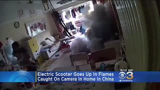 Electric Scooter Goes Up In Flames Inside Home [upl. by Egarton196]