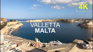 VALLETTA MALTA  UNESCO World Heritage City l 4K Walk [upl. by Valentia]