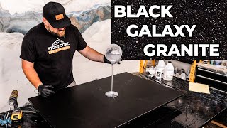 The EASIEST Countertop Design to Make  Black Galaxy Granite [upl. by Atel]