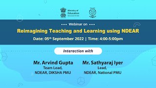 Live Webinar on  Reimagining Teaching And Learning Using NDEAR [upl. by Gerry]