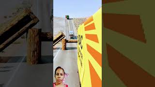 mixed colour box truck vs log trapcementtruck crash beamngdrive shortvideo [upl. by Adnohsal970]