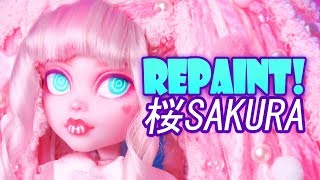 Repaint Sakura Pink Draculaura Monster High Custom OOAK Doll [upl. by Buehrer852]