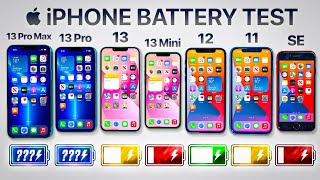 iPhone 13 Pro Max vs 13 Pro  13  13 Mini  12  11  SE  Battery Life DRAIN TEST [upl. by Erb]