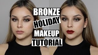 Bronze Holiday Makeup Tutorial  Aidette Cancino [upl. by Lindi230]