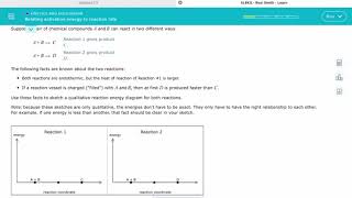 ALEKS Relating activation energy to a reaction rate [upl. by Eiramasil]