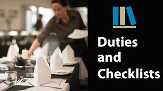 DUTIES AND CHECKLISTS  Food and Beverage Service Training 8 [upl. by Harrod]