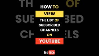 How Do I View the List of Subscribed Channels on Youtube [upl. by Akena]