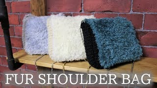 【編み図】ファー付きショルダーバッグの編み方【かぎ針】How to crochet a fur shoulder bag [upl. by Assiluy]