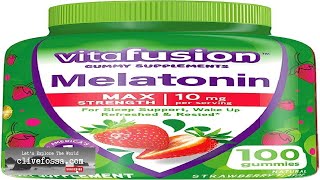 Vitafusion Max Strength Melatonin Gummy Supplements Strawberry Flavored 10 mg Melatonin Review [upl. by Atikat207]