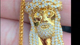 IfampCo 14k Gold Vs Fully Iced Micro Jesus Piece Unboxing Review 💎 15mm Franco Chain•Ben Baller💎🔥 [upl. by Inoek]