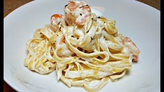 Easy Creamy Pasta Sauce  Creamy Shrimp Fettuccini Pasta Recipe [upl. by Nosreh675]