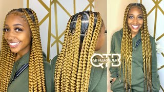 QTHEBRAIDER HOW TO Large Knotless Braids amp Beads thigh length [upl. by Krusche]