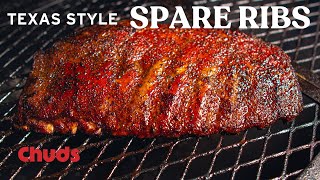 How to Smoke Texas Style Spare Ribs  Chuds BBQ [upl. by Wise]