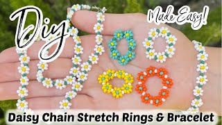 Beading Basics Easy Daisy Chain DIY Seed Bead Rings amp Bracelet [upl. by Nlocnil]