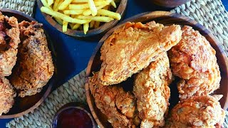 How to cook CRISPY FRIED CHICKEN using a pressure cooker  Juicy tastier chrunchier fried chicken [upl. by Genet]