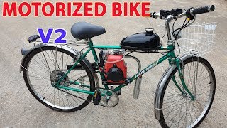 Build a Motorized Bike at home  v2  Using 4Stroke 49cc Engine  Tutorial [upl. by Eenyaj]