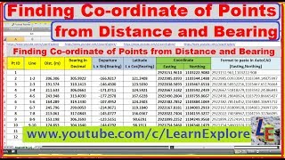 How to Calculate coordinates from distance and bearing where we have coordinate of a known point [upl. by Luane]