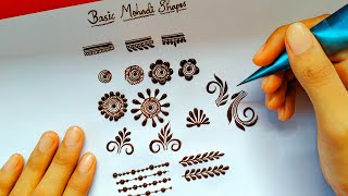 Basic Mehndi Shapes For Beginners  Practice these Basic Shapes Daily  Henna Class  henna tutorial [upl. by Eenyaj475]