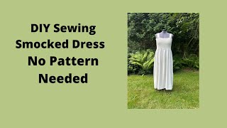 Trendy Gathered Dress  No Sewing Pattern Required DIY Sewing [upl. by Colfin567]