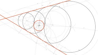 Circunferencias tangentes a otra Circunferencia y a dos Rectas dadas Apolonio CRR Dilatación [upl. by Hendricks]