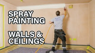 Spray Painting Walls and Ceilings with a WAGNER PP90 Airless Paint Sprayer [upl. by Walliw]