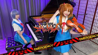 Neon Genesis Evangelion「A Cruel Angels Thesis」 When Rei and Asuka playing the Piano amp Violin [upl. by Malonis810]