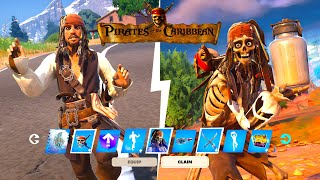 Pirates of The Caribbean Event PASS All FREE amp PAID Reward  Jack Sparrow Skin Set Gameplay Fortnite [upl. by Eimam853]