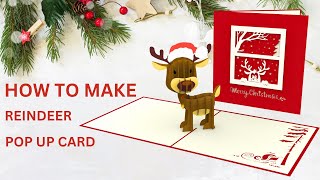 How to Make a Christmas Reindeer PopUp Card  Easy DIY Festive 3D Holiday Card Tutorial [upl. by Nerej]