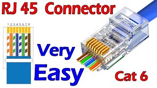 How to Make InternetEthernet Cable Connector RJ 45 Network Patch with Cat 6 Cable [upl. by Thapa]