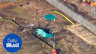 Aerial footage reveals helicopter crash scene in Leicester [upl. by Takeo]