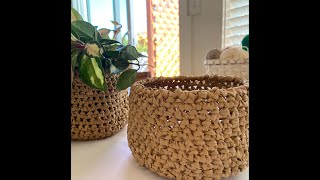 Crochet Basket With Raffia Paper [upl. by Anatnas938]