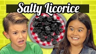 KIDS vs FOOD 17  SALMIAKKI SUPER SALTY LICORICE [upl. by Esirec]