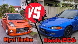 Honda Civic Eg6 Vtec b20b vs Myvi turbo Episode16 [upl. by Ecad]