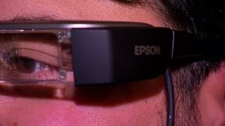 Epsons Moverio BT200 Smart Glasses deliver Android apps in augmented reality [upl. by Dominy]