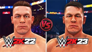 WWE 2K23 vs WWE 2K22  Graphics Faces amp Gameplay Comparison [upl. by Latsyrhc507]