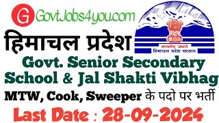 MTW Cook Sweeper Vacancies in HP HP Govt Jobs 2024 [upl. by Evelunn]