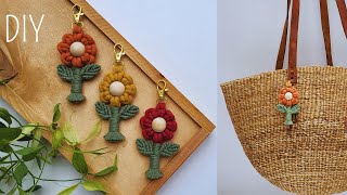 DIY  Macrame keychain tutorial  llaveros en macrame  마크라메 키링 [upl. by Yrekcaz803]