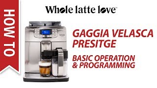 Gaggia Velasca Prestige Basic Operation and Programming [upl. by Henigman824]