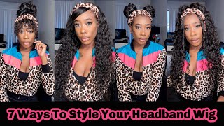 7 ways on How to Style headband wig [upl. by Haraj]