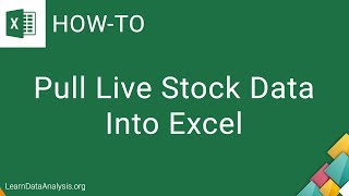 Pull Live Stock Data in Excel  Excel Tutorial [upl. by Ecerehs]