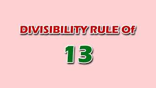 Divisibility Rule of 13 [upl. by Ursala]