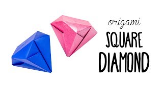 Easy Origami Square Diamond Tutorial  No Glue  Paper Kawaii [upl. by Ecinad]