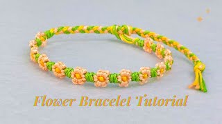 DIY Easy Flower Macrame Bracelet Tutorial [upl. by Angadreme]