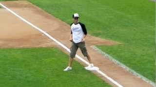 Jordan Knight at bat  Rock N Jock Softball Game  MixTape Festival  Aug 19 2012 [upl. by Aneleiram]