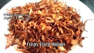 Crispy Fried Onions in Air Fryer Fried Onions in Just 1 Tbsp Oil  Crispy Fried Onions [upl. by Ettenor791]