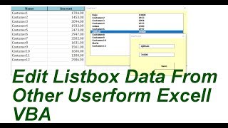 Llistbox Data Edit from Other userform Excel VBA [upl. by Vastha349]